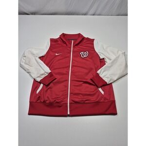 Washington Nationals Jacket Mens Large Red MLB Baseball Nike Full Zip STAIN